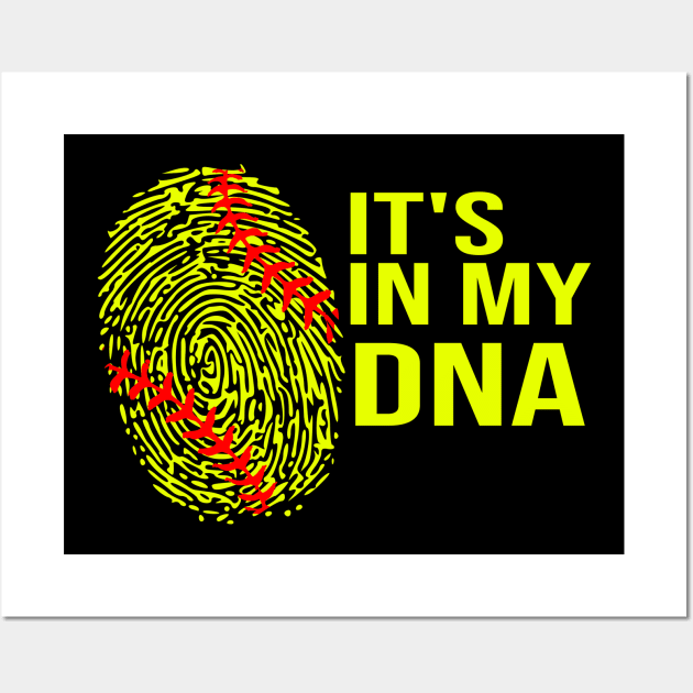 Softball It's in My DNA Fingerprint Girl Sports Wall Art by tobzz